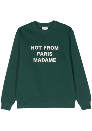 Drôle De Monsieur slogan-embroidered cotton sweatshirt - Green