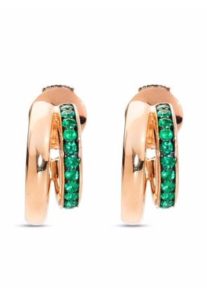 Pomellato 18kt rose gold Iconica emerald double band earrings - Pink