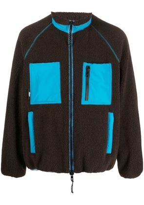 MSGM logo-patch fleece jacket - Brown