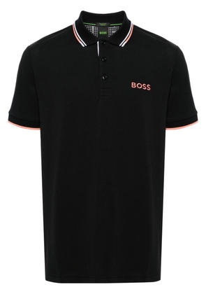 BOSS logo-embroidered piqué polo shirt - Black