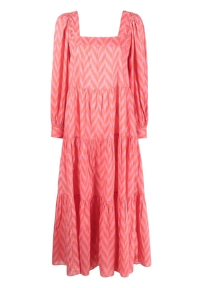 Ulla Johnson Georgina chevron-print tiered dress - Pink