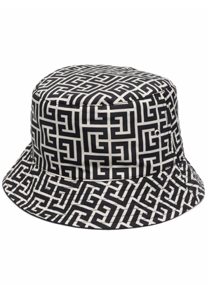 Balmain logo embroidered bucket hat - Black