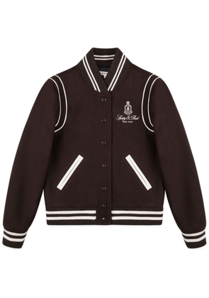 Sporty & Rich logo-embroidered wool bomber jacket - Brown