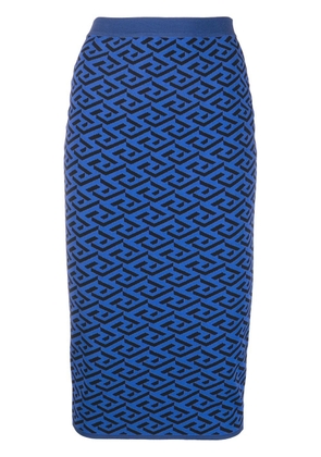 Versace La Greca pattern knitted skirt - Blue