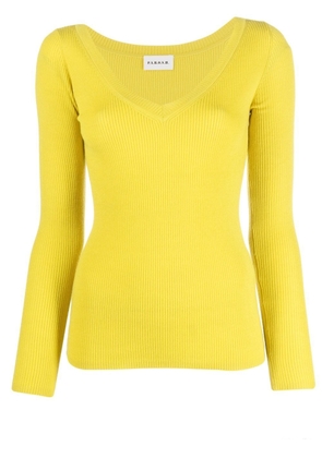 P.A.R.O.S.H. ribbed-knit V-neck top - Yellow