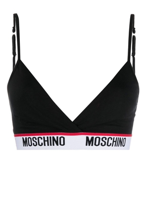 Moschino logo-print triangle bra - Black