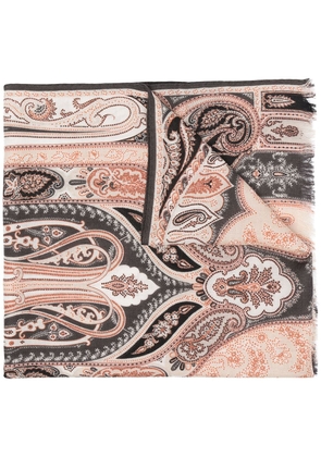 ETRO paisley-print frayed scarf - Brown
