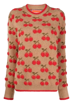 La DoubleJ cherry intarsia-knit jumper - Neutrals