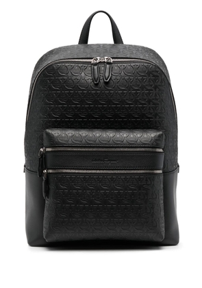 Ferragamo leather logo-embossed backpack - Black