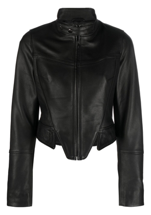 Manokhi Misha cropped leather jacket - Black