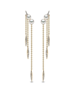 Yoko London 18kt yellow gold Trend freshwater pearl and diamond chain earrings