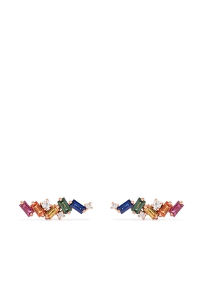 Suzanne Kalan 18kt rose gold Rainbow Zigzag diamond stud earrings