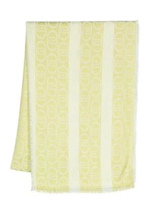 LIU JO lurex monogram-jacquard scarf - Yellow