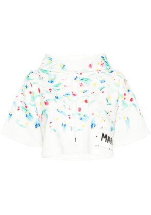 Marni floral-print cotton hoodie - White