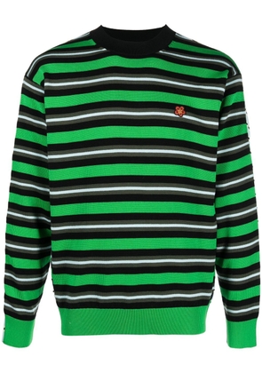 Kenzo striped floral-embroidered jumper - Green