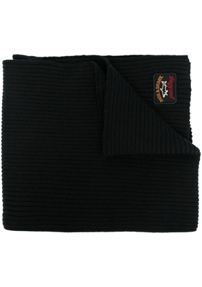 Paul & Shark logo-patch wool scarf - Black