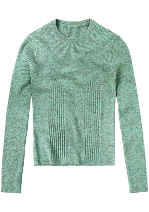 Closed ribbed speckle-knit jumper - Green