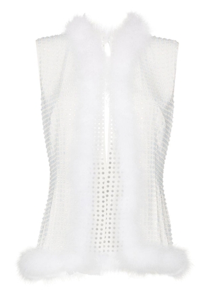 16Arlington crystal-embellished feather-trim vest - White
