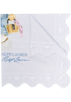 Polo Ralph Lauren teddy-print embroidered cotton scarf - Blue