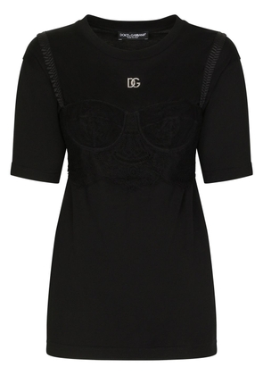Dolce & Gabbana bralette-detailed short sleeved T-shirt - Black