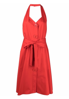 Moschino halterneck cotton midi dress - Red