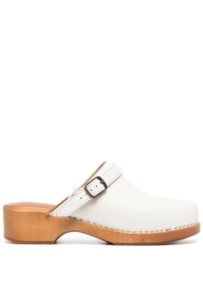 RE/DONE wooden-platform leather clogs - White