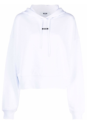 MSGM cropped logo hoodie - White