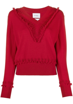 Barrie floral V-neck cashmere jumper - Red