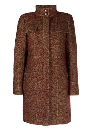 CHANEL Pre-Owned stand-up collar bouclé coat - Red