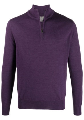 Canali zipped funnel-neck pullover - Purple
