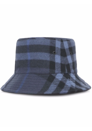 Burberry check wool-cashmere bucket hat - Blue