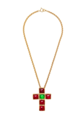 Gripoix cross pendant chain necklace - Gold