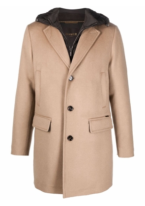 Moorer layered-look single-breasted coat - Neutrals