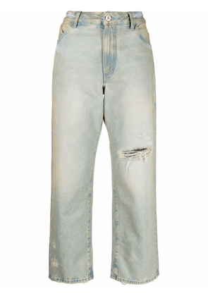 The Attico distressed effect wide-leg jeans - Blue