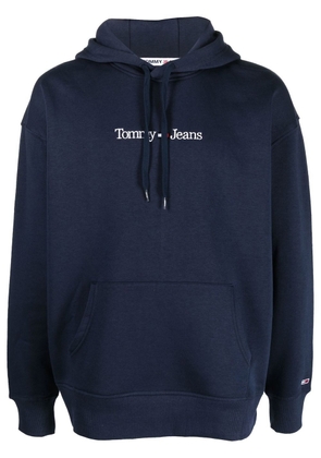 Tommy Jeans logo-embroidered drawstring hoodie - Blue