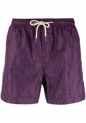 PENINSULA SWIMWEAR geometric-pattern swim shorts - Red