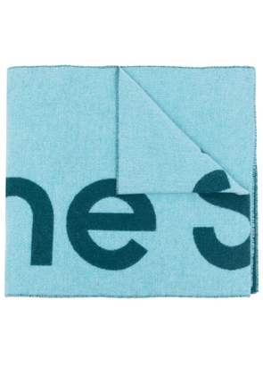 Acne Studios logo embroidered knit scarf - Blue