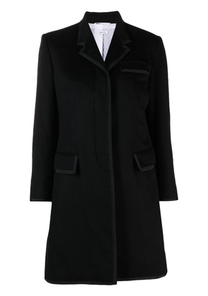 Thom Browne long grosgrain ribbon-trim coat - Black