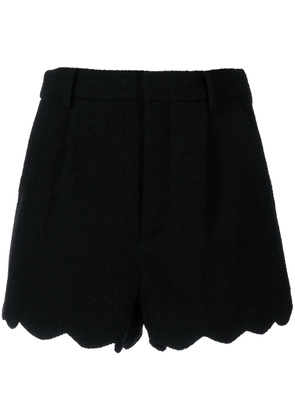 Saint Laurent high-waisted scallop-edge shorts - Black