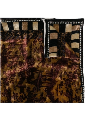 Pierre-Louis Mascia velvet-effect floral-print scarf - Brown