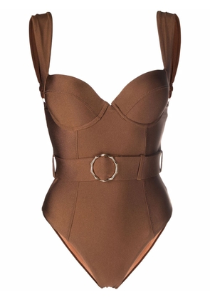 Noire Swimwear belted one piece swimsuit - Brown