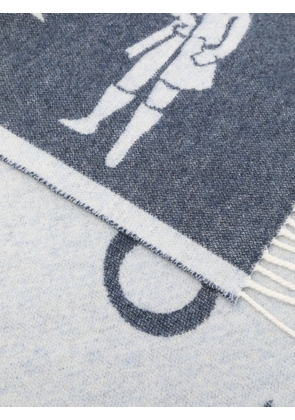 Mackintosh Edinburgh wool logo scarf - Blue