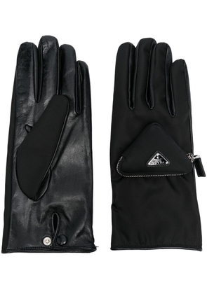 Prada logo-plaque cashmere gloves - Black