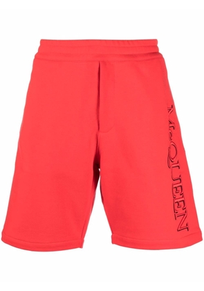 Alexander McQueen side logo-print shorts - Red