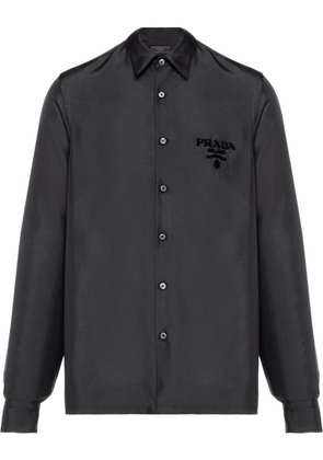 Prada embroidered-logo silk shirt - Black