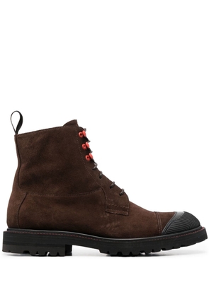Kiton lace-up suede ankle boots - Brown