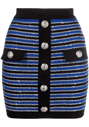 Balmain striped button-fastening skirt - Black