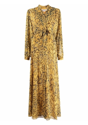 DVF Diane von Furstenberg belted snake-print maxi dress - Yellow