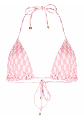 Nanushka check halterneck bikini top - Pink