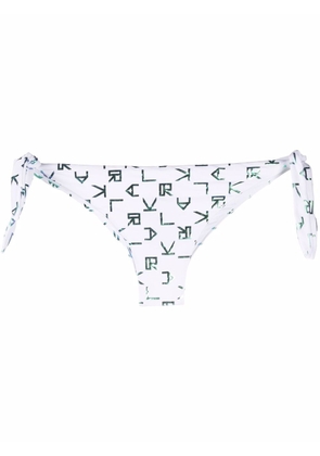 Karl Lagerfeld iridescent-logo bikini bottoms - White